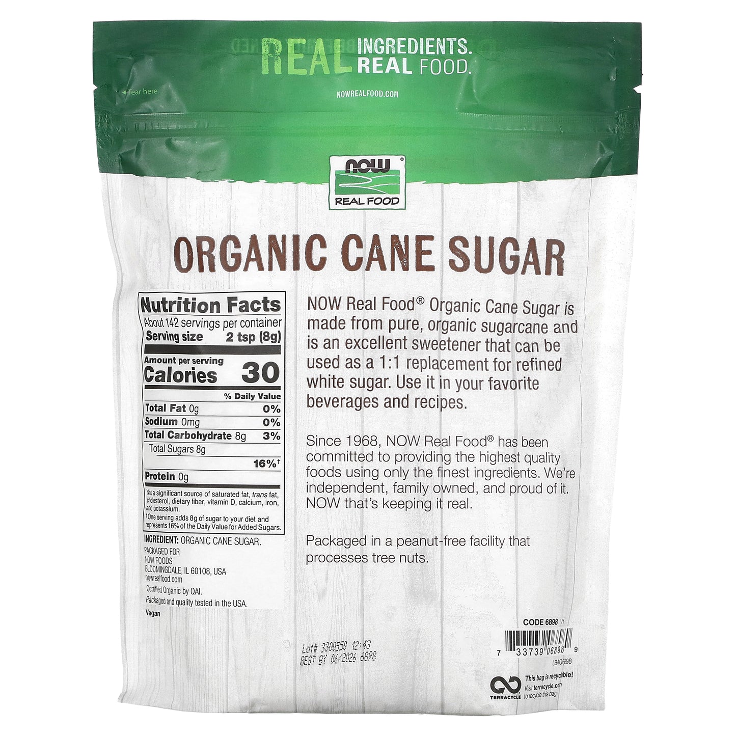 NOW Foods, Organic Cane Sugar, 2.5 lbs (1,134 g)