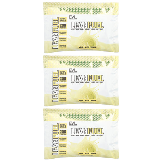 EVLution Nutrition, LeanFuel™, Vanilla Ice Cream, 3 Packets, 0.96 oz (27.1 g) Each