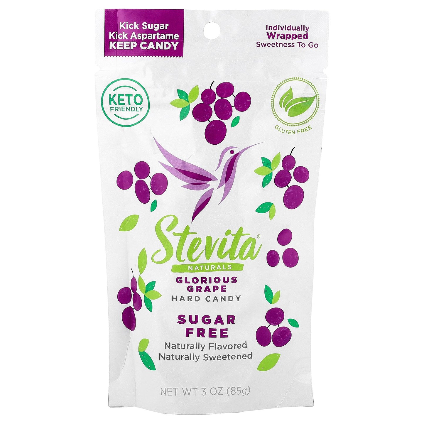 Stevita Naturals, Naturals, Sugar Free Hard Candy, Glorious Grape, 3 oz (85 g)