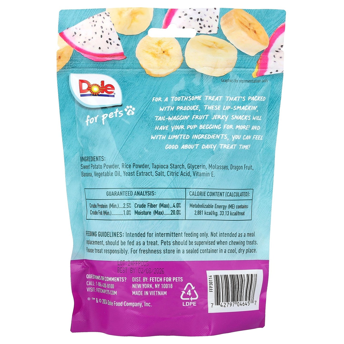 Dole for Pets, Jerky Bites, Banana + Dragon Fruit, 6 oz (170 g)