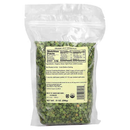 Bergin Fruit and Nut Company, Organic Split Green Peas, 21 oz (596 g)