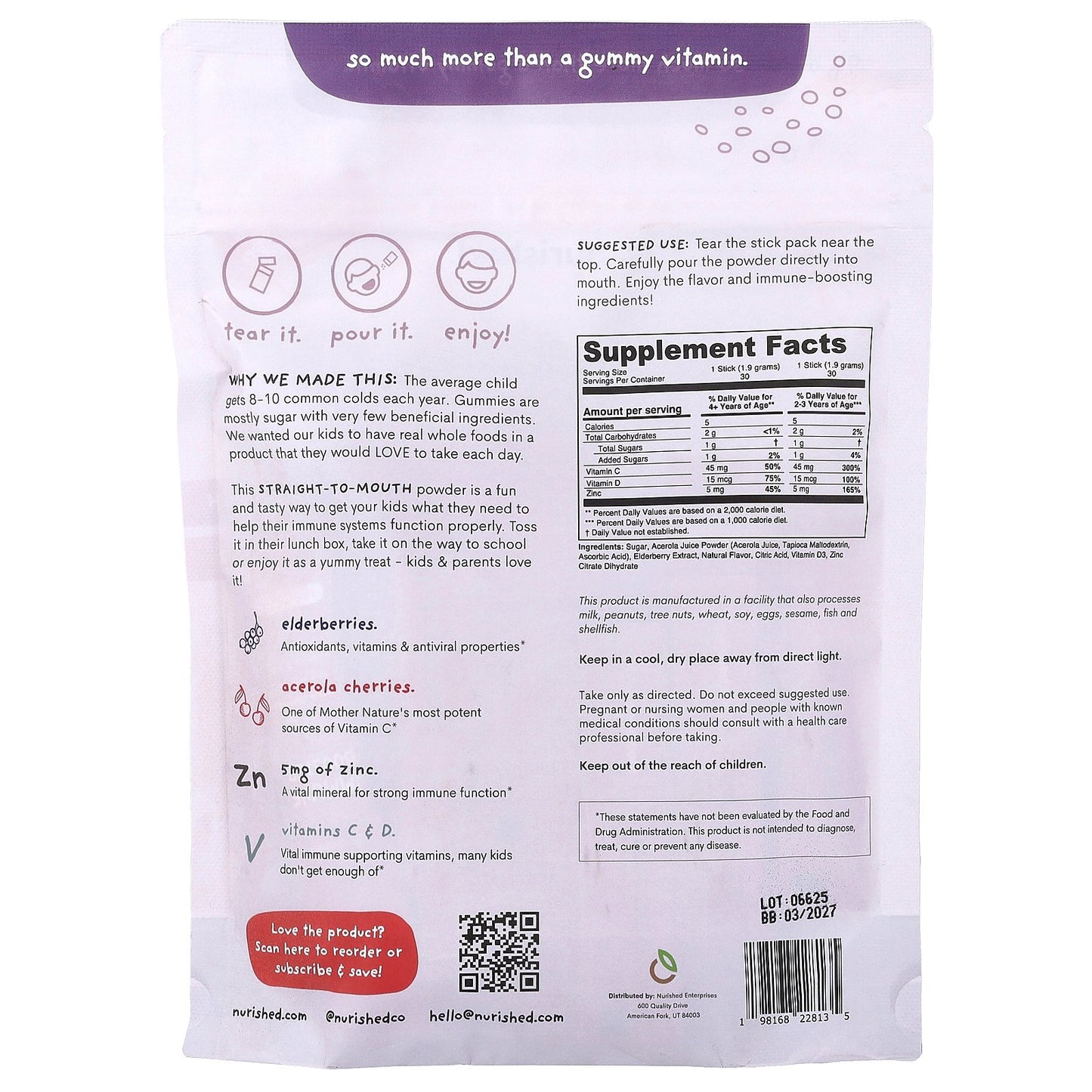 Nurished, Immune Booster, Fruit Punch, Lemonade, 30 Stick Packs, 2.01 oz (57 g)