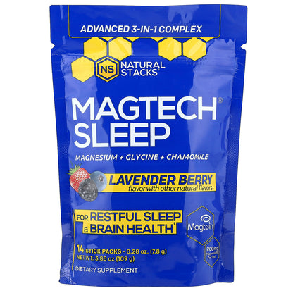 Natural Stacks, Magtech® Sleep, Lavender Berry, 14 Stick Packs, 0.28 oz (7.8 g) Each