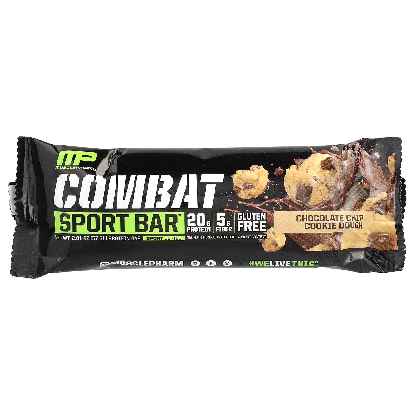 MusclePharm, Combat Sport Bar™, Chocolate Chip Cookie Dough, 2.01 oz (57 g)