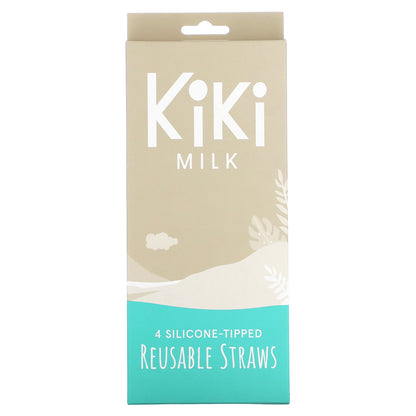 Kiki Milk, Silicone-Tipped Reusable Straws, 4 Straws