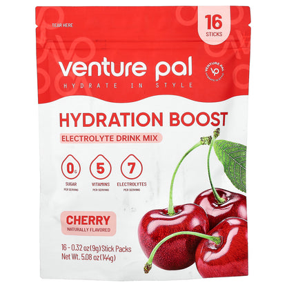 Venture Pal, Hydration Boost, Electrolyte Drink Mix, Cherry, 16 Sticks, 0.32 oz (9 g) Each