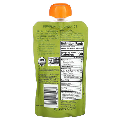 Pumpkin Tree Organics, Peter Rabbit Organics, Organic Fruit & Vegetable Puree, Banana, Mango, Broccoli & Kale, 4.4 oz (125 g)