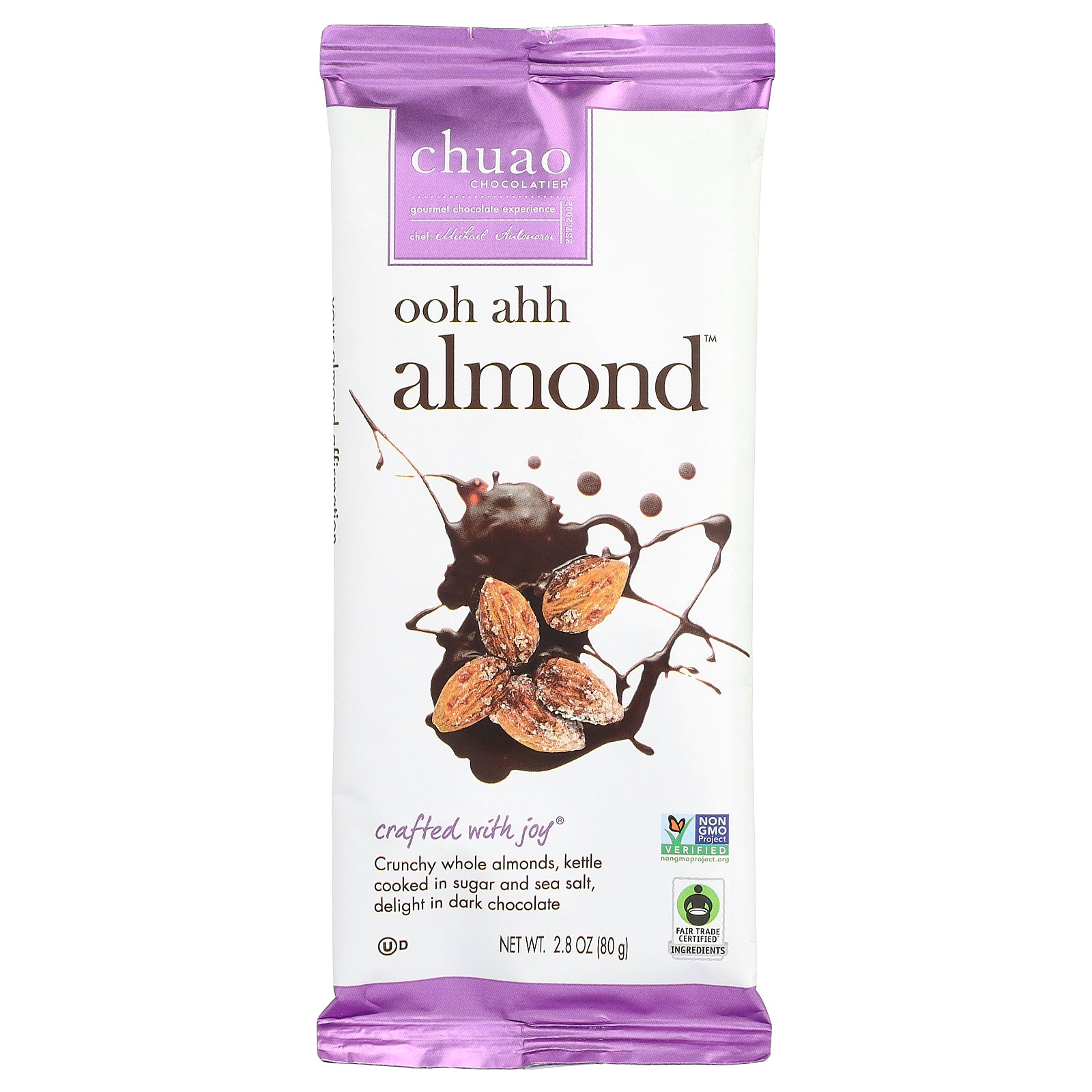 Chuao Chocolatier, Dark Chocolate Bar, Ohh Ahh Almond™, 2.8 oz (80 g)