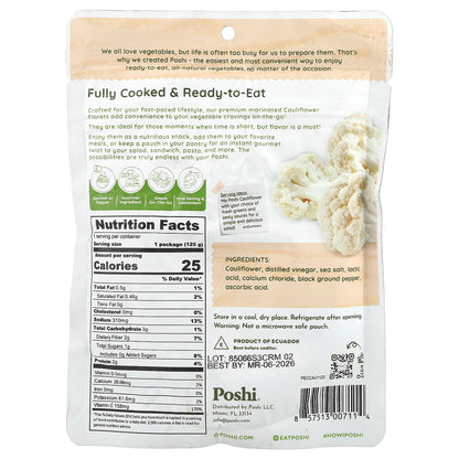 Poshi, Easy Chef, Cauliflower With Salt & Black Pepper, 4.4 oz (125 g)