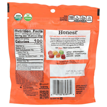 Honest, Organic Gummies, Mixed Fruit, 7 oz (198 g)