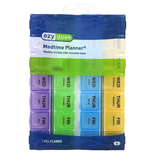 Ezy Dose, Weekly 4X/Day with Rounded Base Medtime Planner, Large, 1 Count