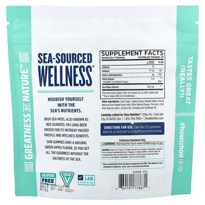 Zhou Nutrition, Irish Sea Moss Gummies, Green Apple, 50 Gummies (350 mg per Gummy)