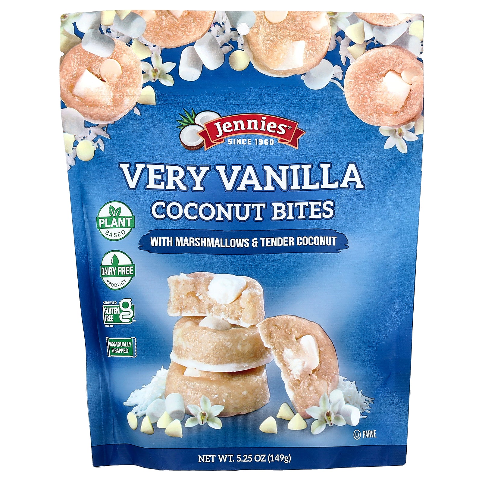 Jennies Macaroons, Very Vanilla Coconut Bites, with Marshmallows & Tender Coconut, 5.25 oz (149 g)