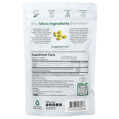 Micro Ingredients, Bromelain With Quercetin,  240 Softgels