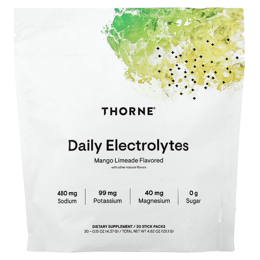 Thorne, Daily Electrolytes, Mango Limeade, 30 Stick Packs, 0.15 oz (4.37 g) Each