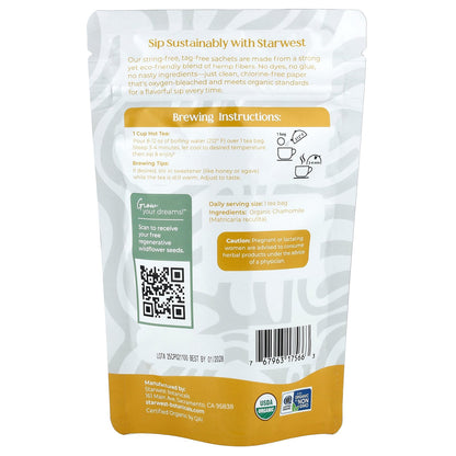 Starwest Botanicals, Organic Chamomile Tea, Caffeine Free, 20 Organic Tea Bags, 1.4 oz (30 g)