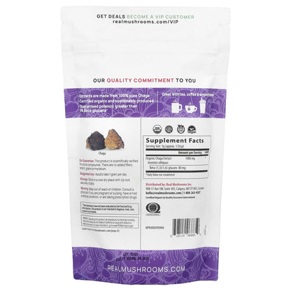 Real Mushrooms, Chaga, Organic Mushroom Extract Powder, 5.29 oz (150 gm)