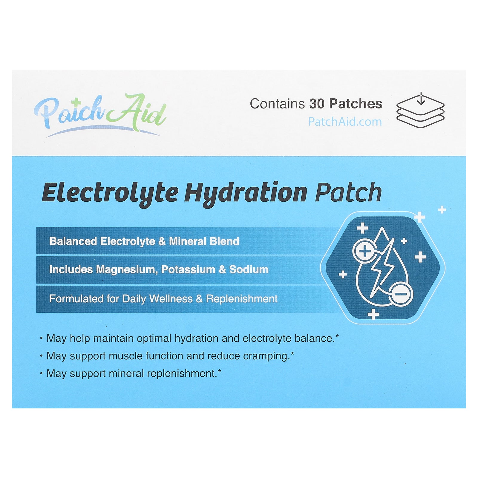 PatchAid, Electrolyte Hydration Patch, 30 Patches