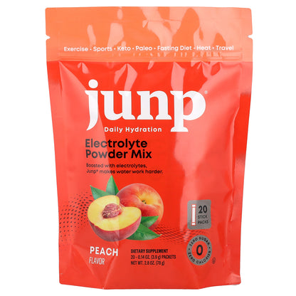 JUNP Hydration, Electrolyte Powder Mix, Peach, 20 Stick Packs, 0.14 oz (3.9 g) Each
