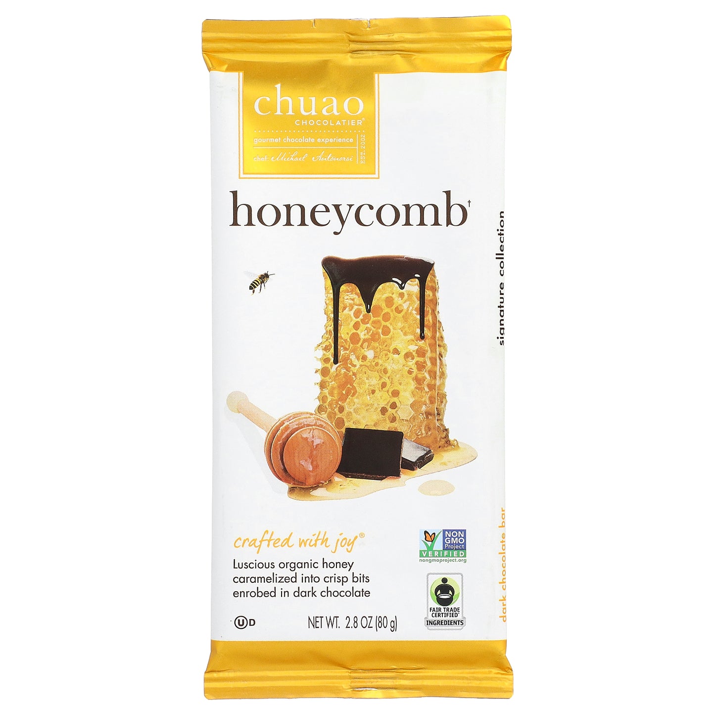 Chuao Chocolatier, Dark Chocolate Bar, Honeycomb, 2.8 oz (80 g)