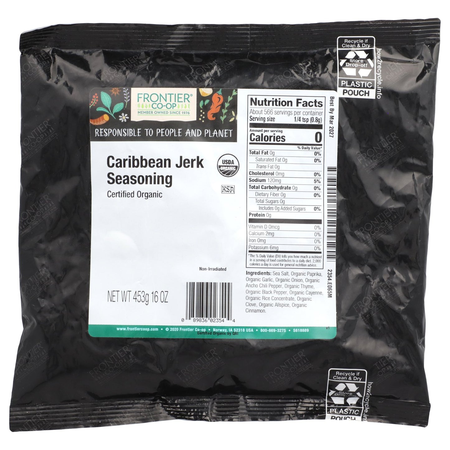 Frontier Co-op, Organic Caribbean Jerk Seasoning, 16 oz (453 g)