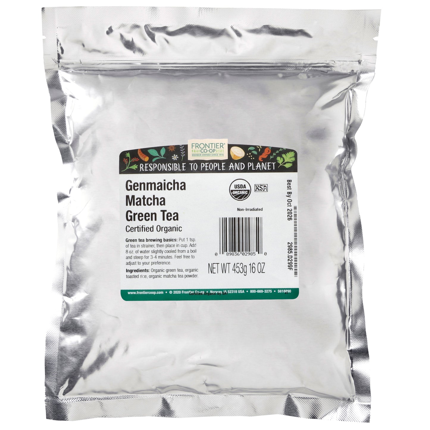 Frontier Co-op, Organic Genmaicha Matcha Green Tea, 16 oz (453 g)