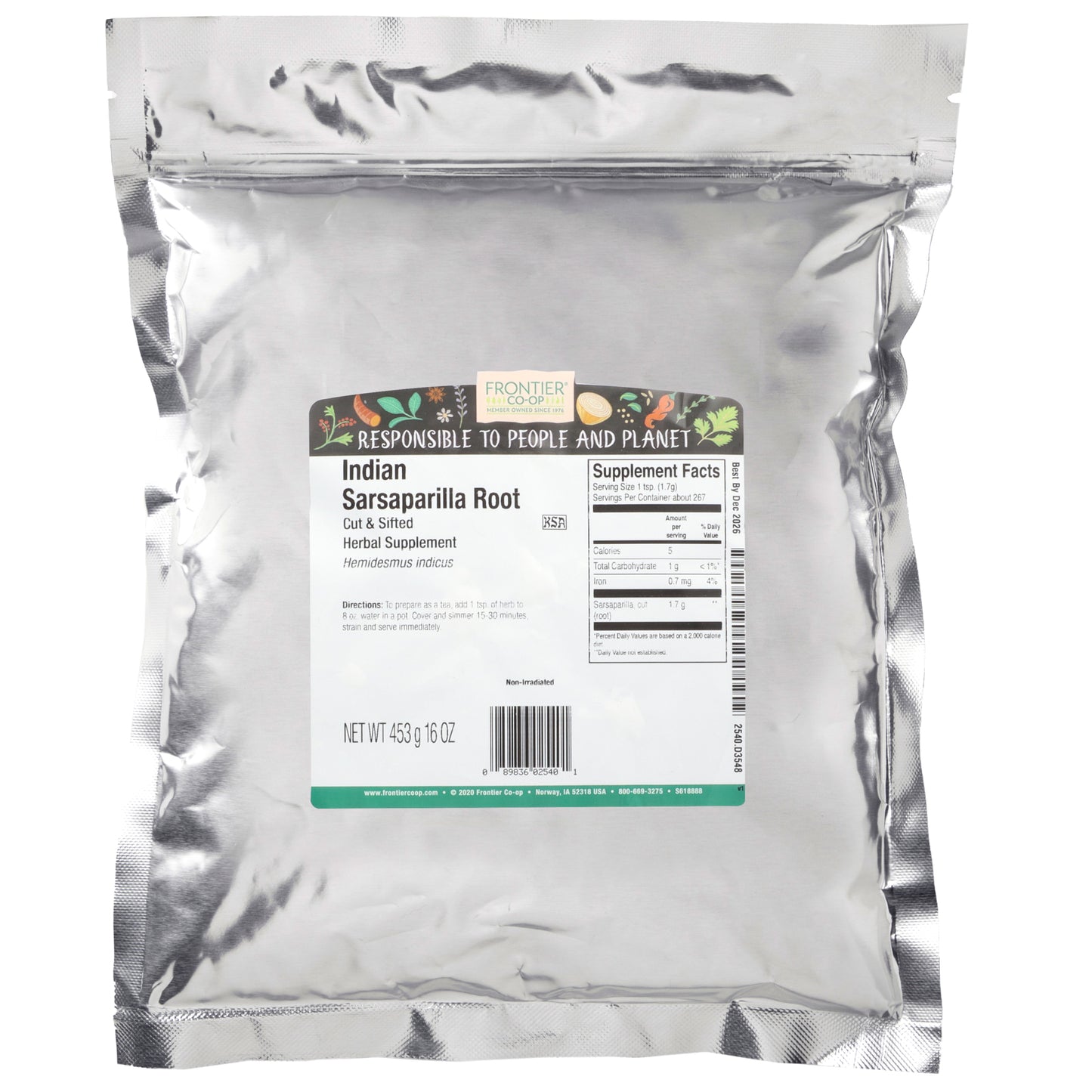 Frontier Co-op, Cut & Sifted Indian Sarsaparilla Root, 16 oz (453 g)