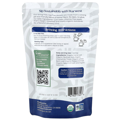 Starwest Botanicals, Organic Evening Rest Tea, Caffeine Free, 20 Organic Tea Bags, 1.4 oz (40 g)