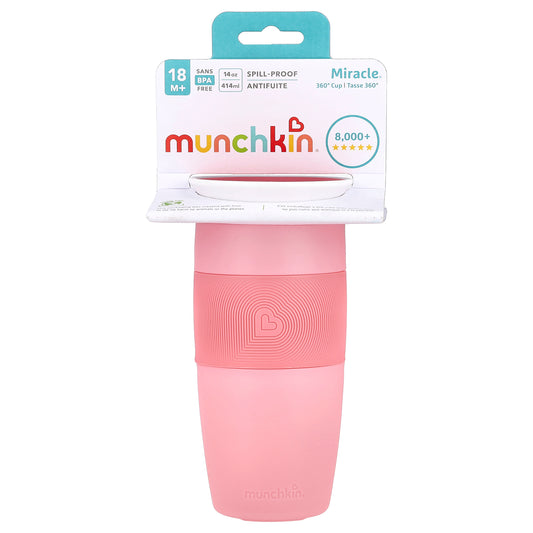 Munchkin, Miracle® 360° Cup, 18 Months+, Light Pink, 14 oz (414 ml)