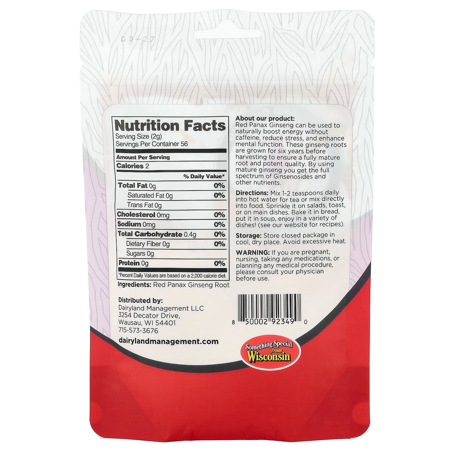 Dairyland Ginseng, Red Panax Ginseng Powder, 4 oz