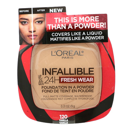 L'Oréal, Infallible 24H Fresh Wear, Foundation In A Powder, 120 Vanilla, 0.31 oz (9 g)