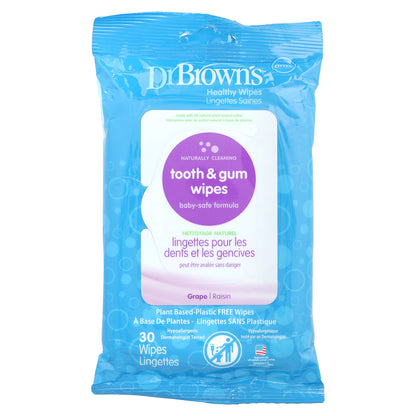 Dr. Brown's, Tooth & Gum Wipes, Grape, 30 Wipes
