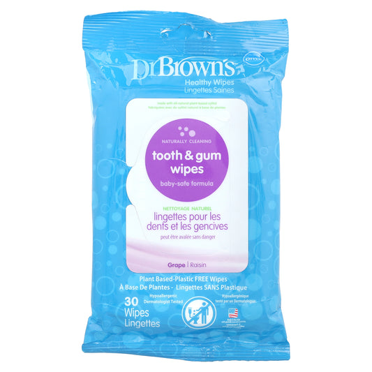 Dr. Brown's, Tooth & Gum Wipes, Grape, 30 Wipes