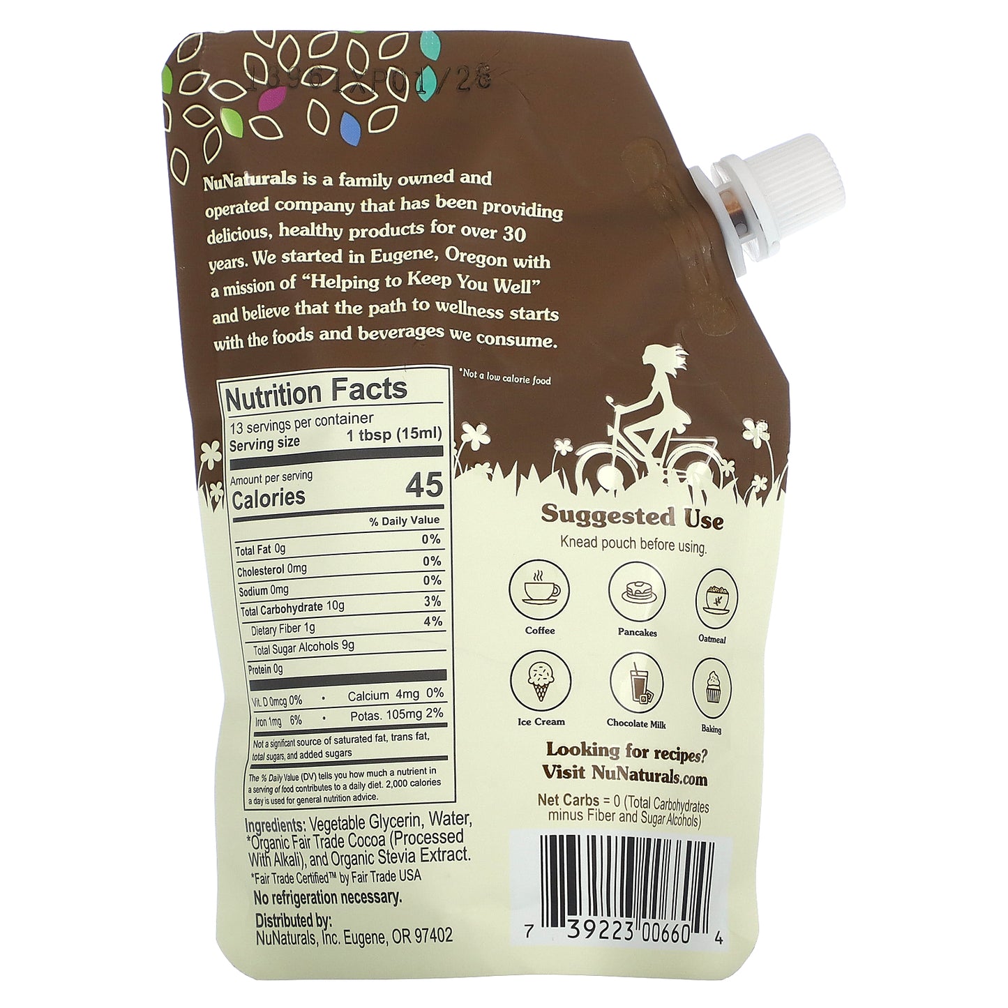 NuNaturals, Chocolate Syrup, 6.6 fl oz (0.2 l)