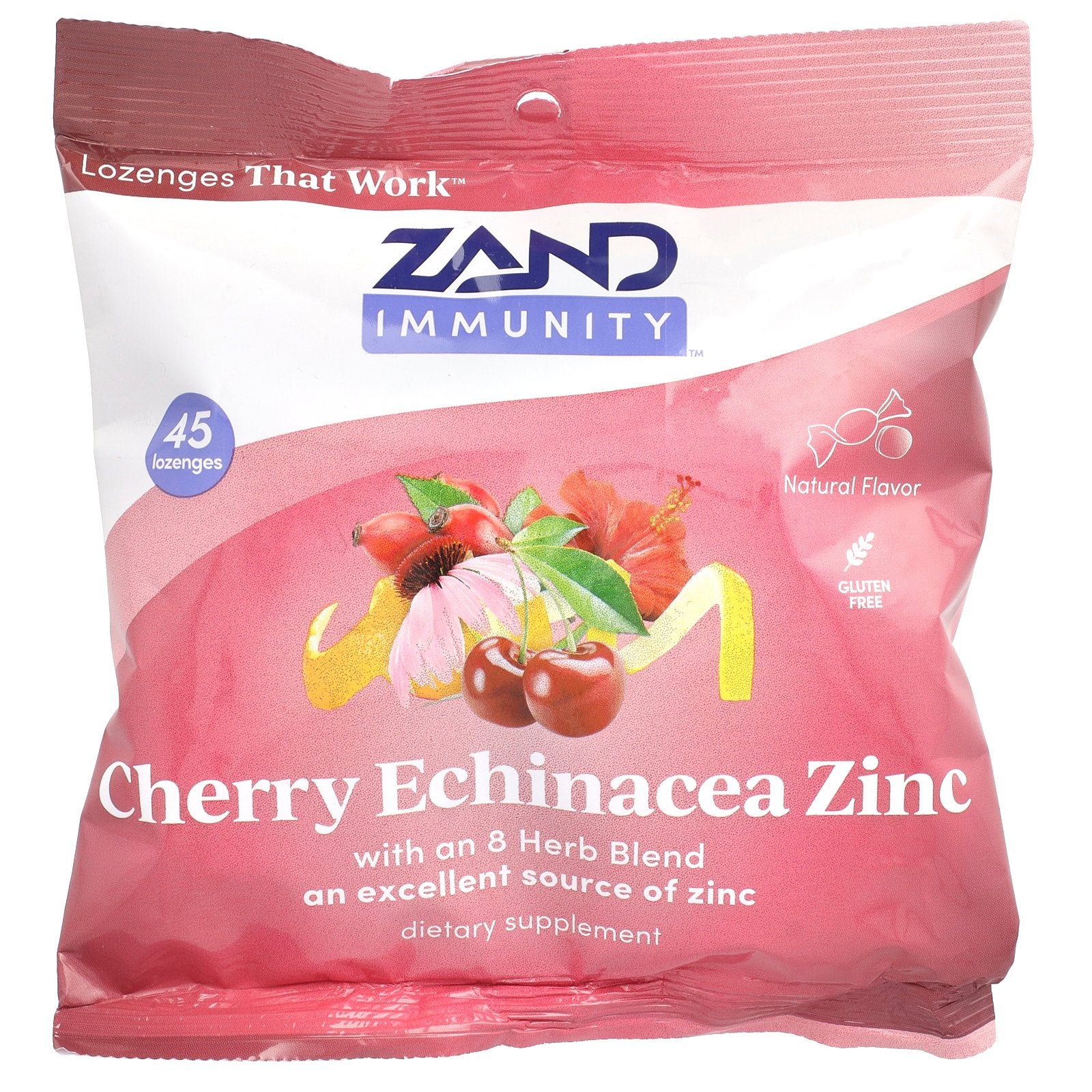 Zand, Immunity, Cherry Echinacea Zinc, Natural, 45 Lozenges
