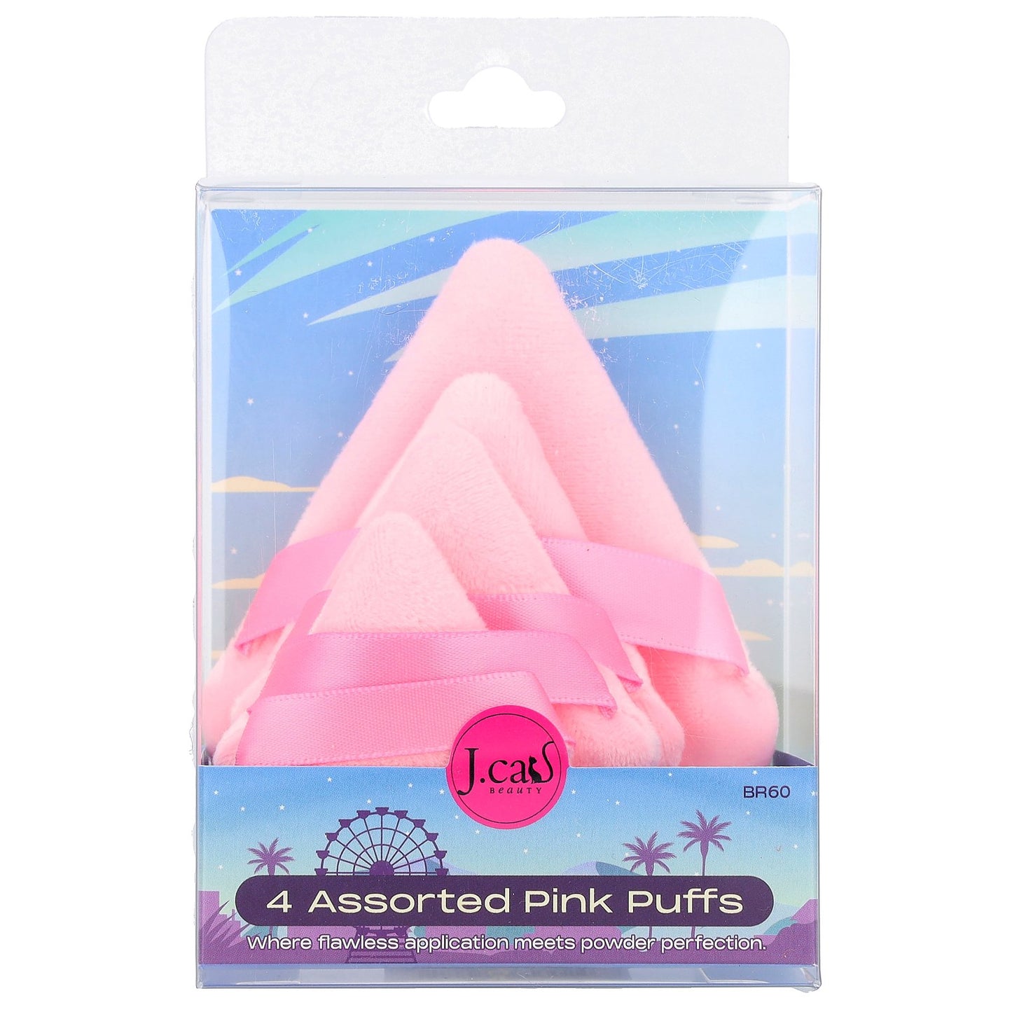 J.Cat Beauty, Assorted Pink Puffs, BR60, 4 Count