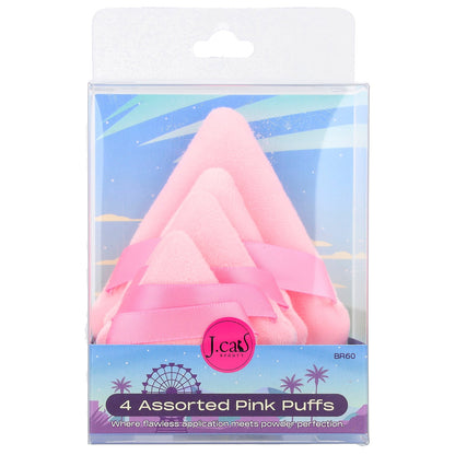 J.Cat Beauty, Assorted Pink Puffs, BR60, 4 Count