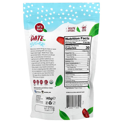 Let's Date, Organic Date Sugar, 12 oz (340 g)