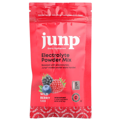 JUNP Hydration, Electrolyte Powder Mix, Wild Berry, 5 Stick Packs, 0.13 oz (3.8 g) Each