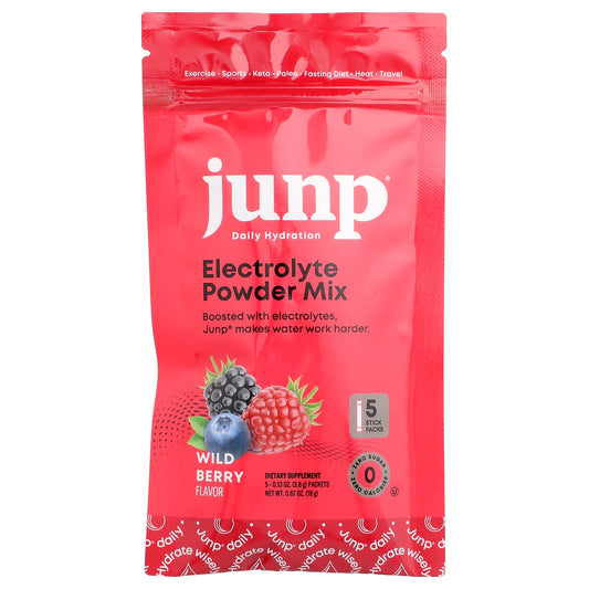 JUNP Hydration, Electrolyte Powder Mix, Wild Berry, 5 Stick Packs, 0.13 oz (3.8 g) Each