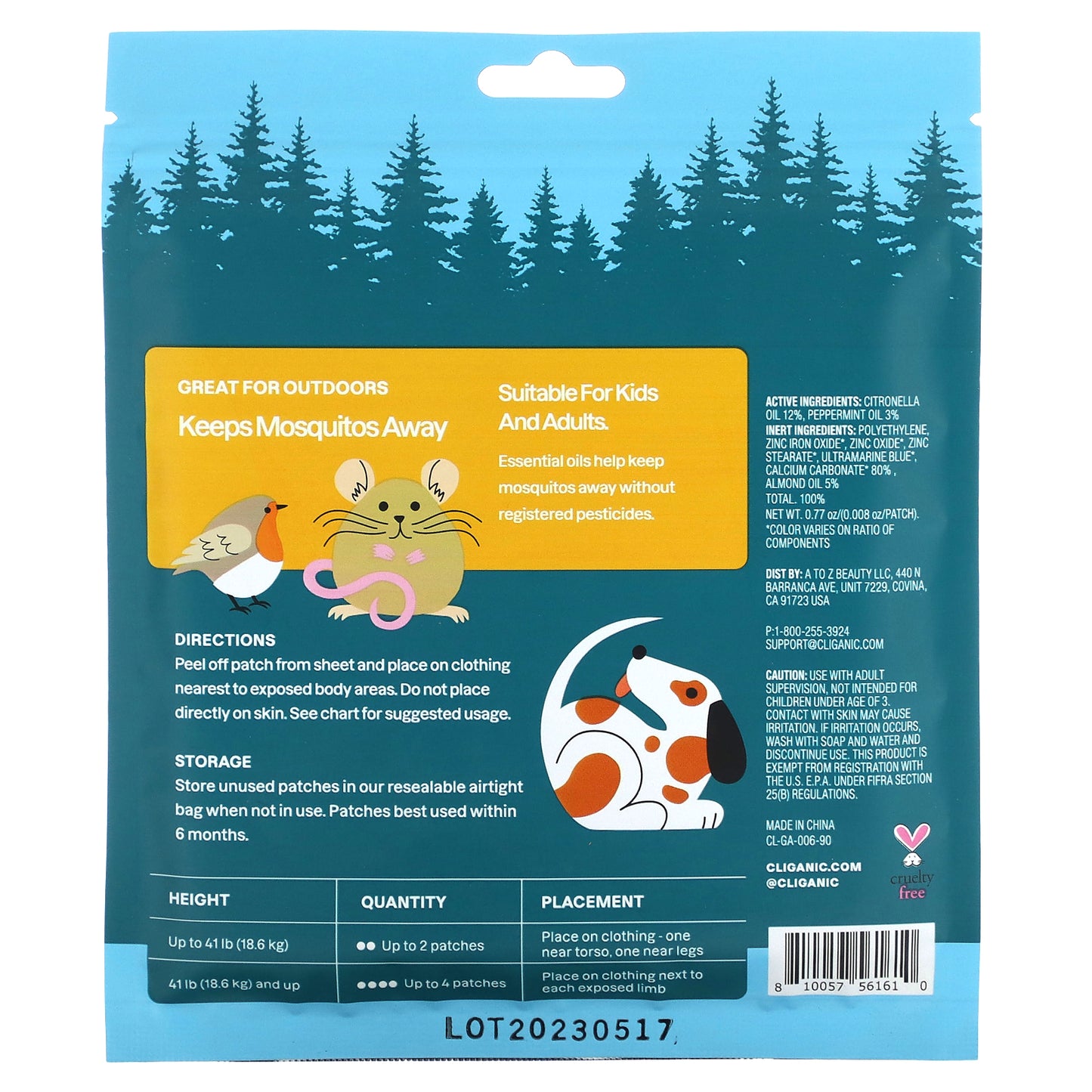 Cliganic, Mosquito Repellent Animal Friends Patches, 90 Patches