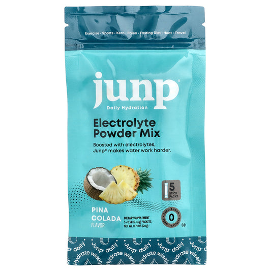 JUNP Hydration, Electrolyte Powder Mix, Pina Colada, 5 Stick Packs, 0.14 oz (4 g) Each