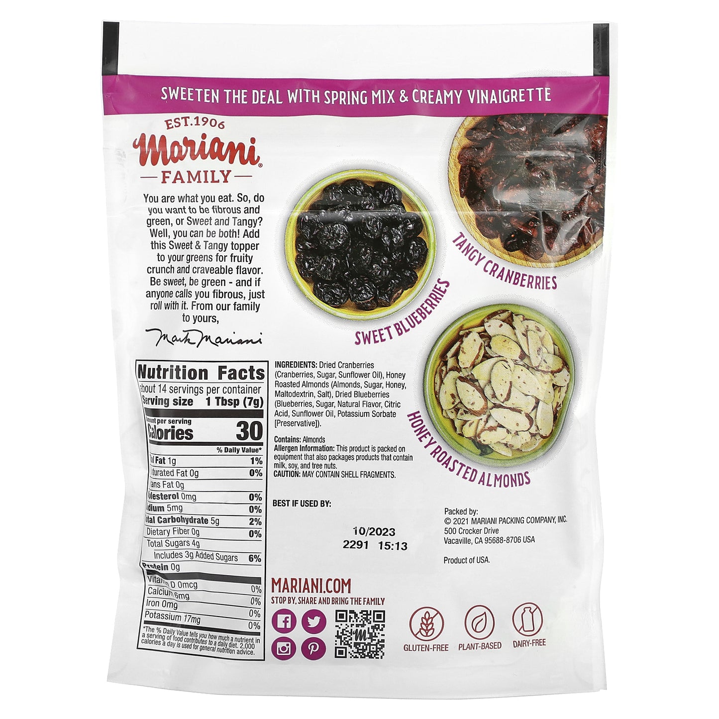 Mariani Dried Fruit, Sweet & Tangy Topper, 3.5 oz (99 g)