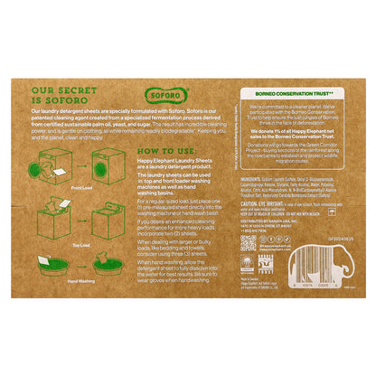 Happy Elephant, Laundry Sheets, Fragrance Free , 30 Sheets, 2.82 oz (80 g)