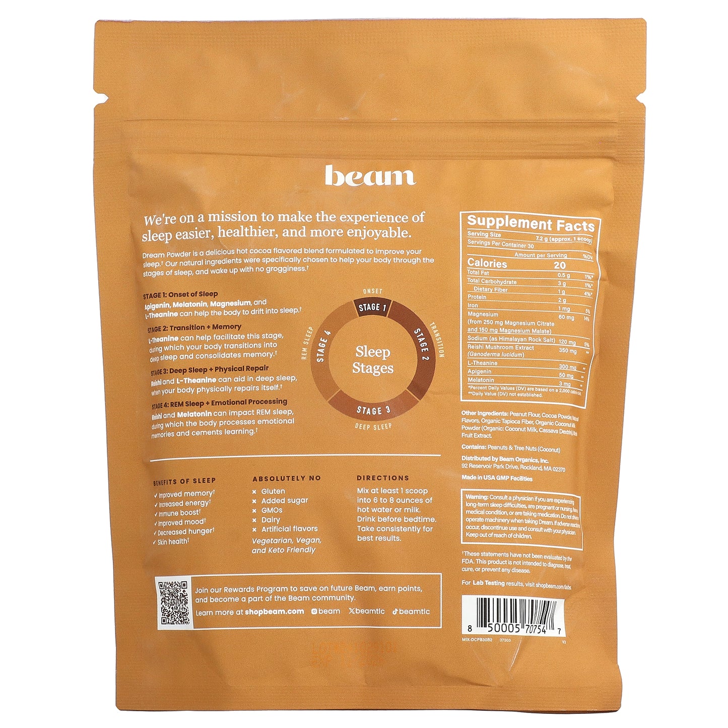 Beam, Dream, Chocolate Peanut Butter, 7.62 oz (216 g)