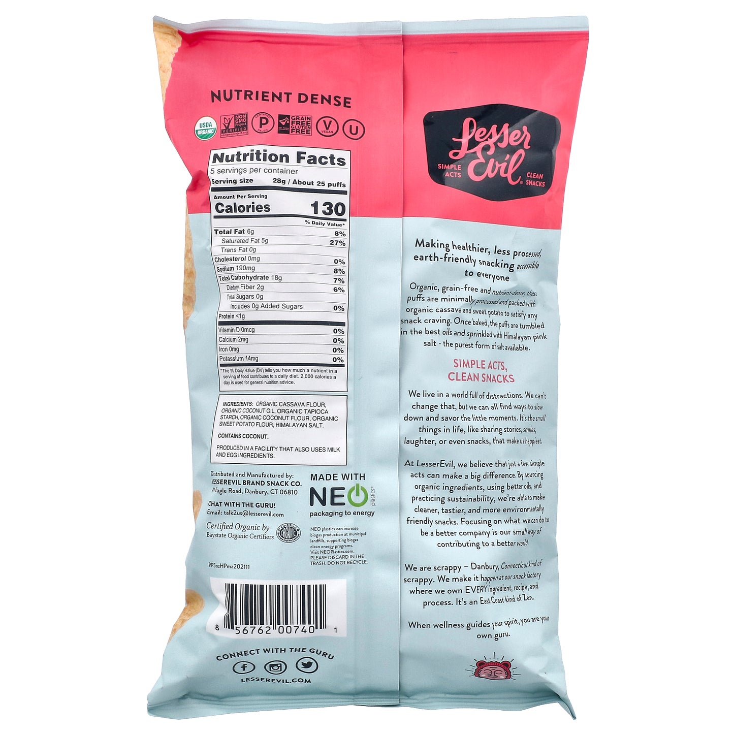 LesserEvil, Paleo Puffs, Himalayan Pink Salt, 5 oz (142 g)