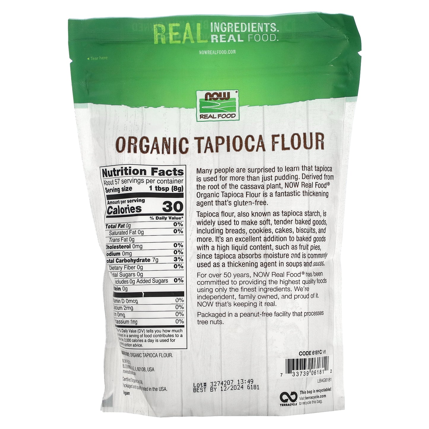 NOW Foods, Organic Tapioca Flour, 16 oz (454 g)