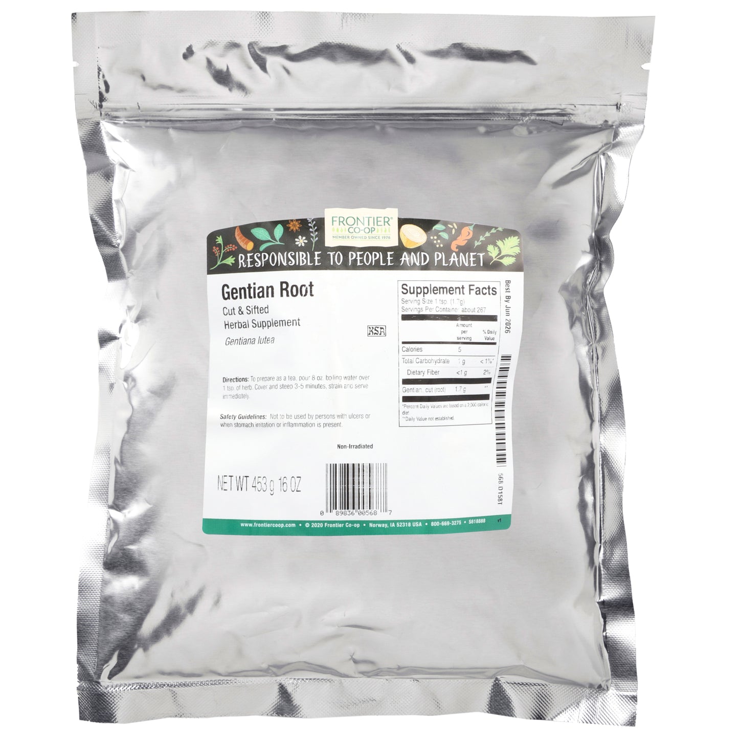 Frontier Co-op, Cut & Sifted Gentian Root, 16 oz (453 g)