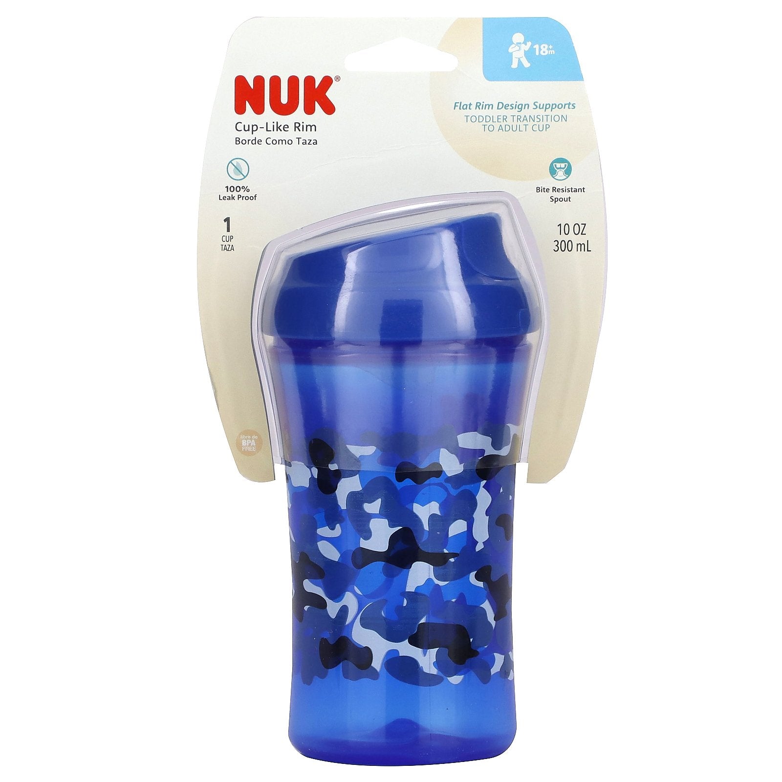 NUK, Cup-Like Rim, 18+ Months, Blue, 10 oz (300 ml)