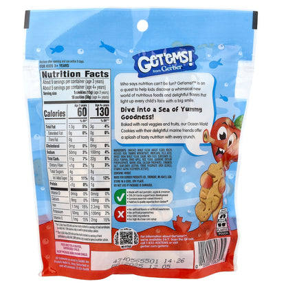 Gerber, Get'ems!™, Ocean World Cookies, For Kids 3+, Pumpkin, Apple & Cinnamon, 5 oz (142 g)